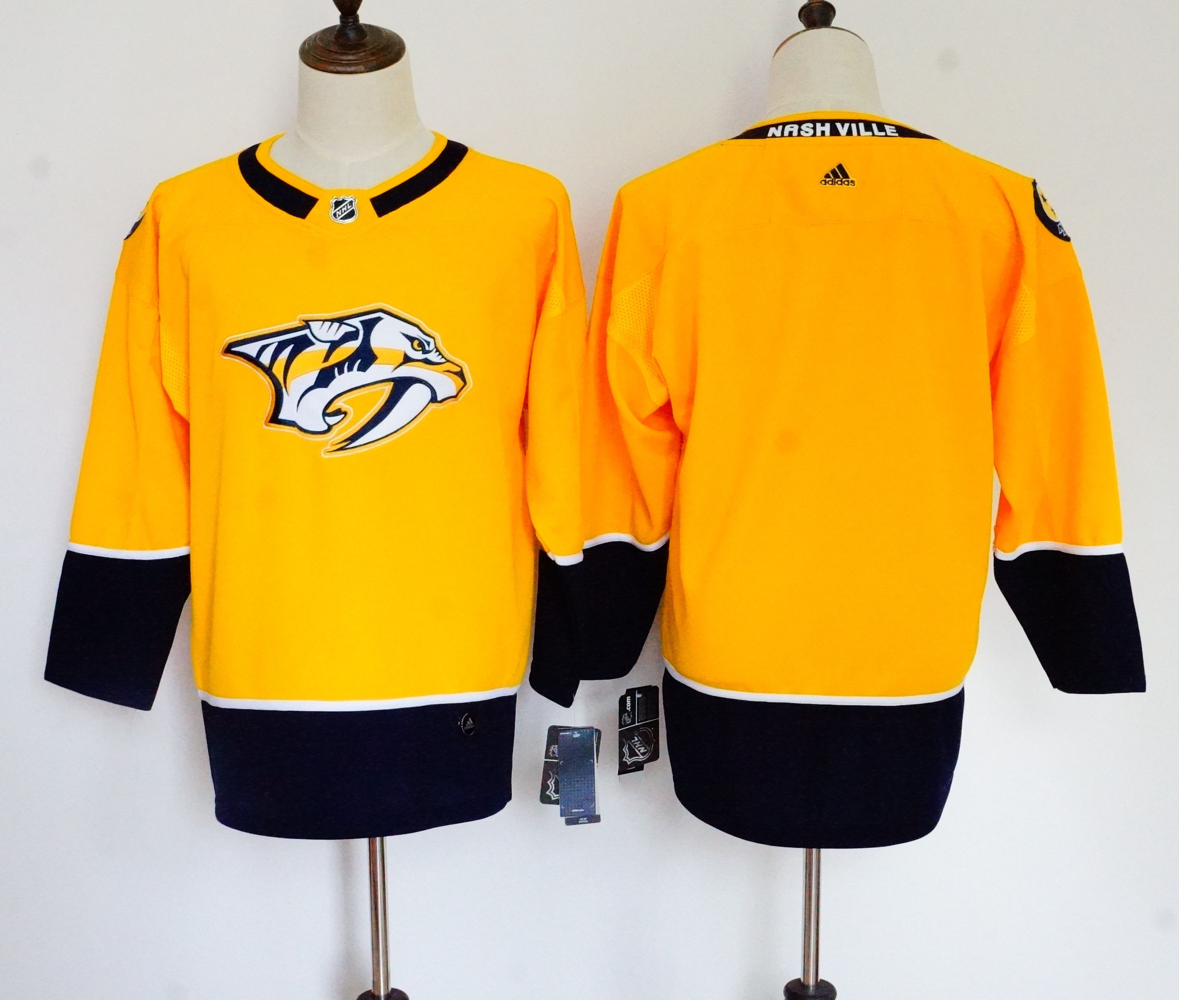 Women Nashville Predators Blank Yellow Hockey Stitched Adidas NHL Jerseys->women nhl jersey->Women Jersey